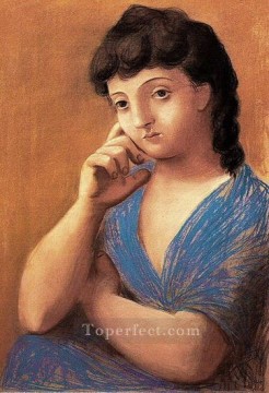 パブロ・ピカソ Painting - 『ブルー・イン・ブルー』の女 1948年 パブロ・ピカソ